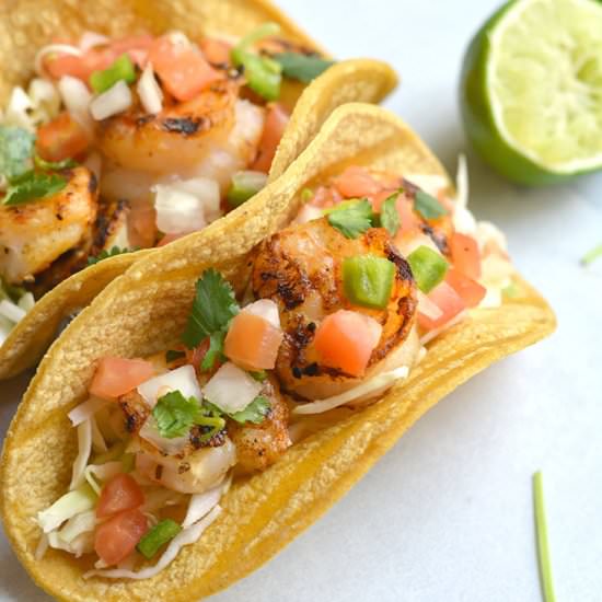 Grilled Shrimp Tacos - Recipe photo by Skinny Fitalicious