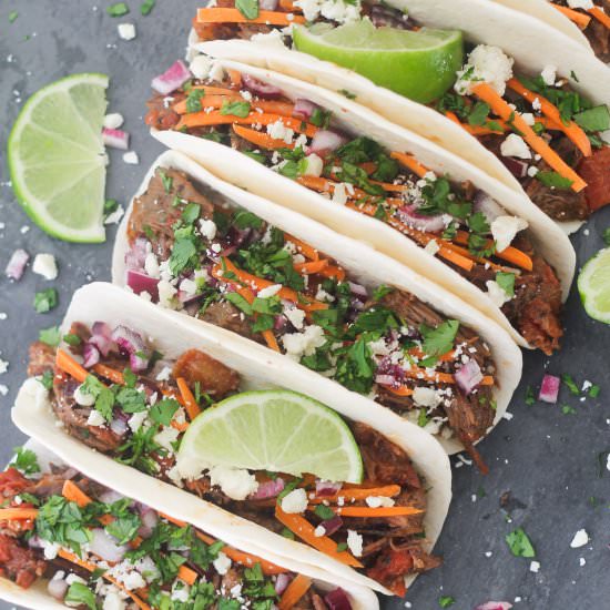 Tomato Braised Short Rib Tacos - Recipe photo by strictlydelicious