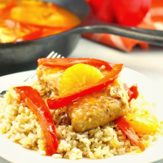 Mandarin Orange & Red Pepper Pork - Recipe photo by Food Meanderings