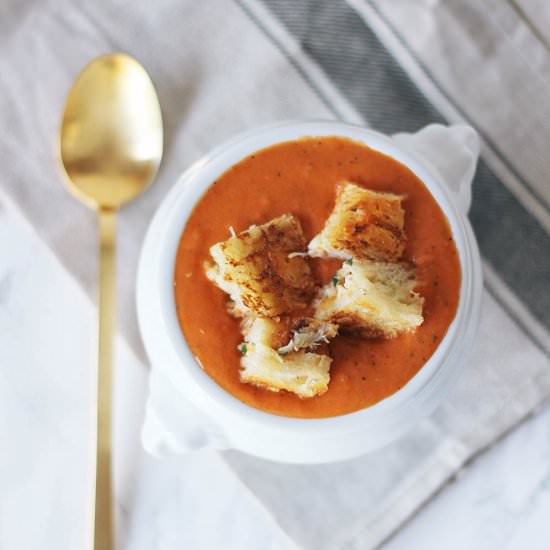 Crab Grilled Cheese & Tomato Bisque - Recipe photo by Hannah Berry