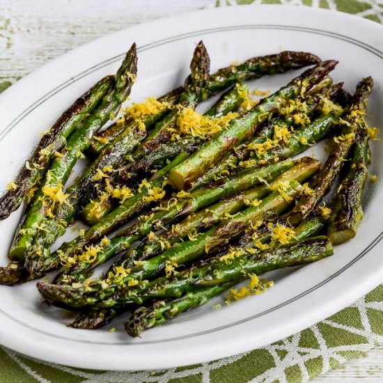 Pan-Fried Asparagus Tips - Recipe photo by kalynskitchen