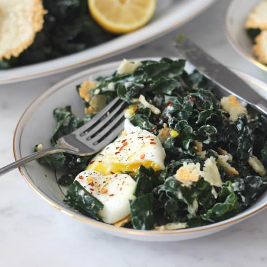 Kale Salad with Greek Yogurt Caesar - Recipe photo by serendipitybysaralynn