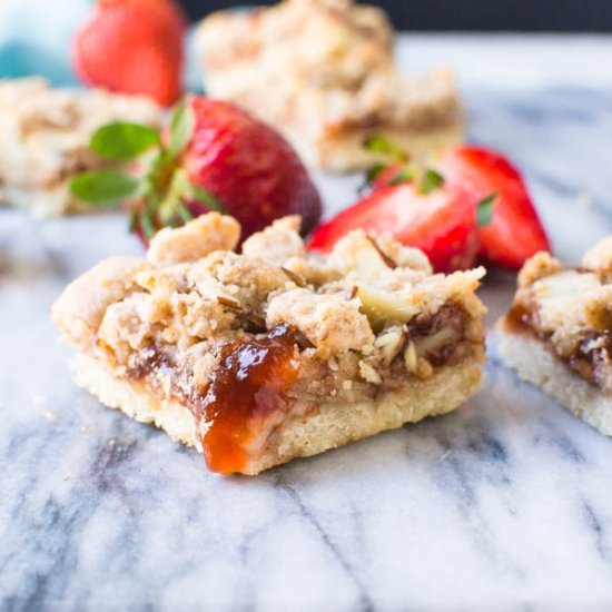 Strawberry Crumble Bars - Recipe photo by garlic and zest