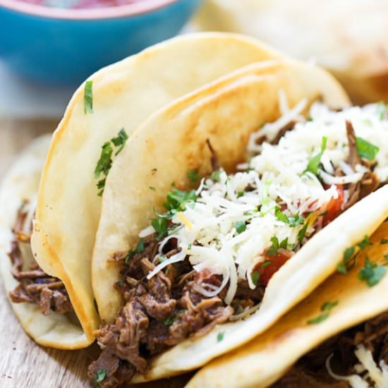 BEST Spicy Shredded Beef Tacos - Recipe photo by cookingforkeeps