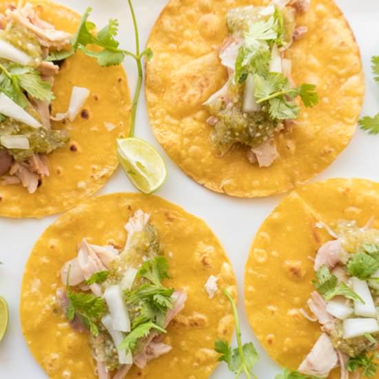 Chicken Tacos with and Salsa Verde - Recipe photo by A Table Full of Joy