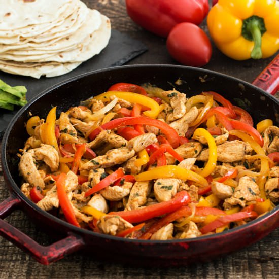 Skillet Chicken Fajitas - Recipe photo by Home Cooking Adventure
