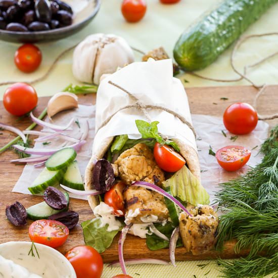 Vegan Greek Souvlaki Wraps - Recipe photo by whoneedssalad