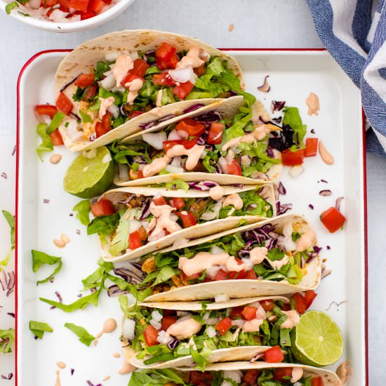 Skinny Baja Chicken Tacos - Recipe photo by nourishandfete