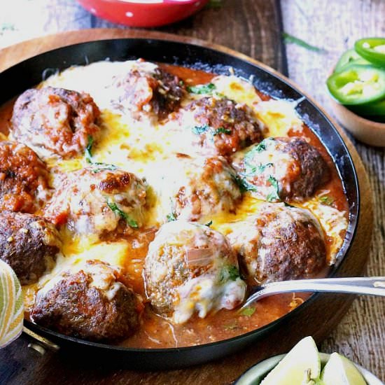 Cheese Jalapeño Stuffed Albondigas - Recipe photo by Fiesta Friday
