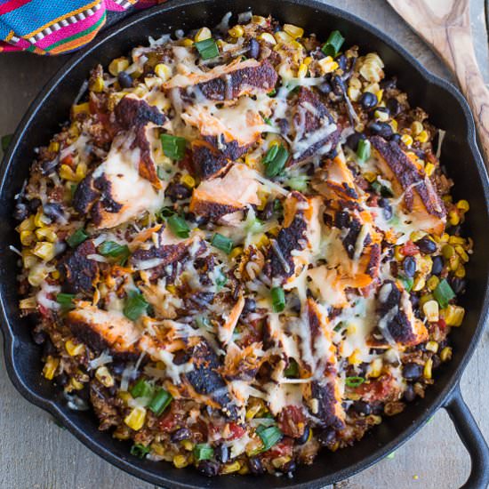 Fiesta Quinoa Salmon Bake - Recipe photo by Crumb Top Baking