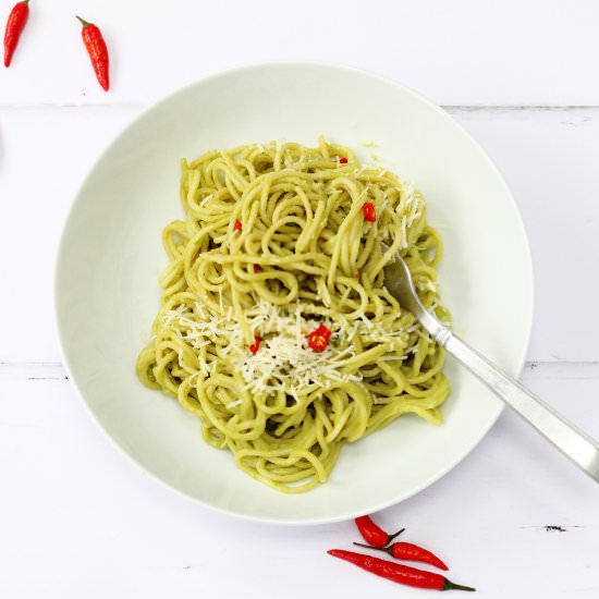 Avocado Pasta with Lemon & Chilli - Recipe photo by Searchingforspice