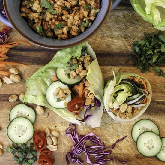 Thai Chicken Lettuce Wraps - Recipe photo by The Salted Pepper