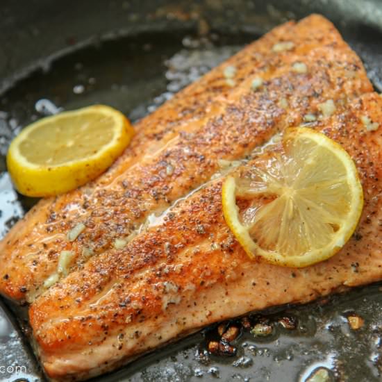 Pan Seared Lemon Butter Salmon - Recipe photo by cookedbyjulie