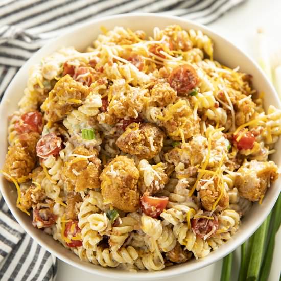 Popcorn Chicken Pasta Salad - Recipe photo by TheSaltyMarshmallow