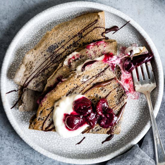 Buckwheat Crepes & Roasted Cherries - Recipe photo by snixykitchen