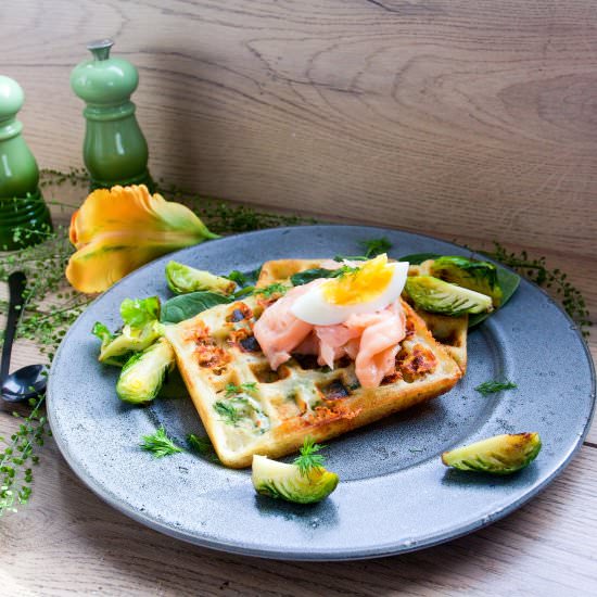 Waffles with spinach and salmon - Recipe photo by Caroline_Vass
