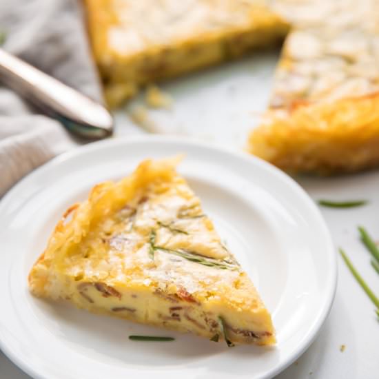quiche lorraine + hashbrown crust - Recipe photo by 40aprons