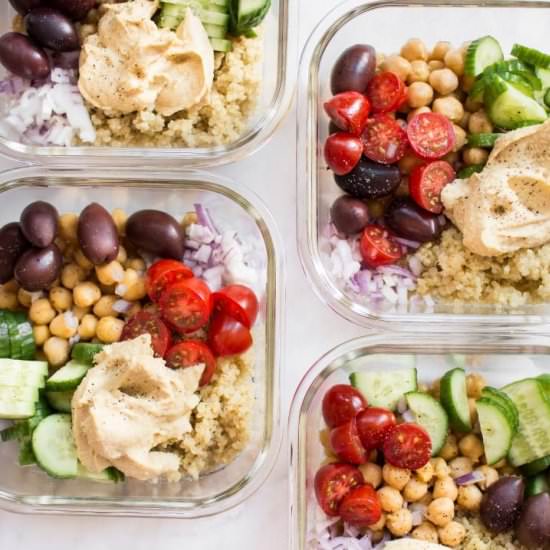Vegan Mediterranean Meal Prep Bowls - Recipe photo by saltandlavender