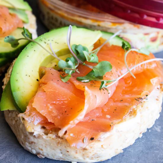 Caramelized Onion and Salmon Bagel - Recipe photo by Kathryns.kitchen.blog