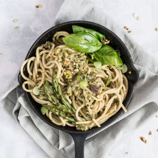 Asparagus pesto pasta - Recipe photo by healthylittlecravings