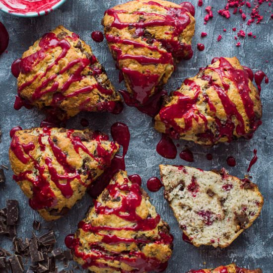 Vegan Chocolate Raspberry Scones - Recipe photo by Domestic Gothess