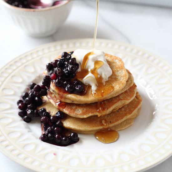 Banana Oat Blender Pancakes (GF) - Recipe photo by FromScratchFast