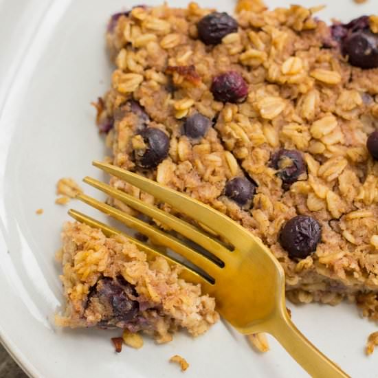 Healthy Blueberry Baked Oatmeal - Recipe photo by thecleaneatingcouple