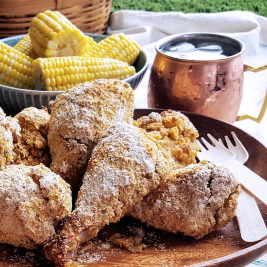 Cornmeal Crusted Picnic Chicken - Recipe photo by FeastInThyme