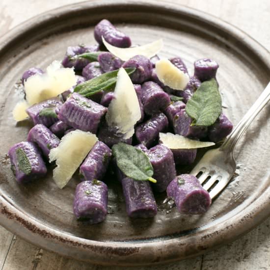 Purple Potato Gnocchi with Sage - Recipe photo by The petite cook