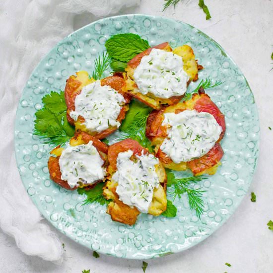 Crispy Smashed Potatoes - Recipe photo by craveveggies