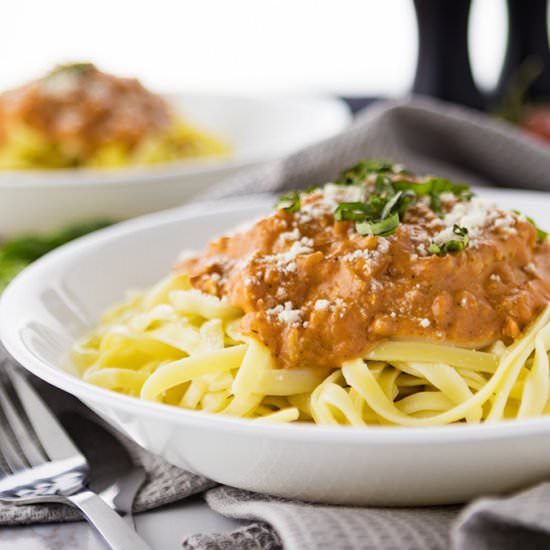 Creamy Chicken Spaghetti - Recipe photo by theunlikelybaker