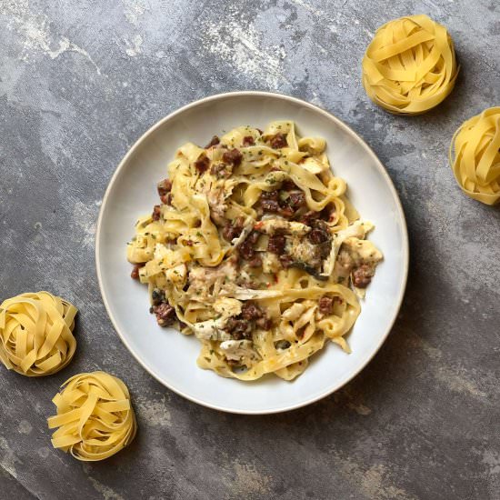 Nate’s Sea Bream & Chorizo Pasta - Recipe photo by NatesFood