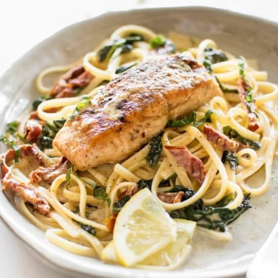 Creamy Tuscan Salmon - Recipe photo by saltandlavender