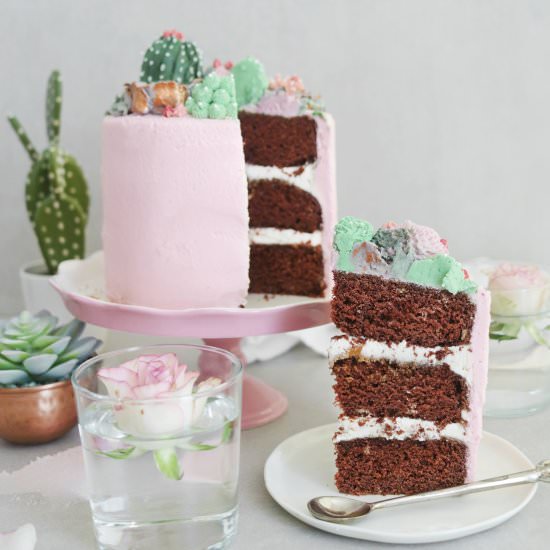 Cactus garden cake - Recipe photo by The Little Blog of Vegan