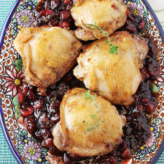 Cranberry-balsamic chicken thighs - Recipe photo by Food Gal