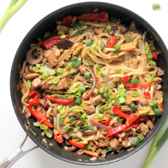 Udon Noodle Stir Fry with Jackfruit - Recipe photo by happyveggiekitchen