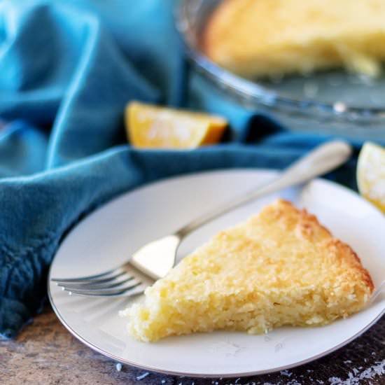 lemon coconut custard pie - Recipe photo by littlebitrecipes