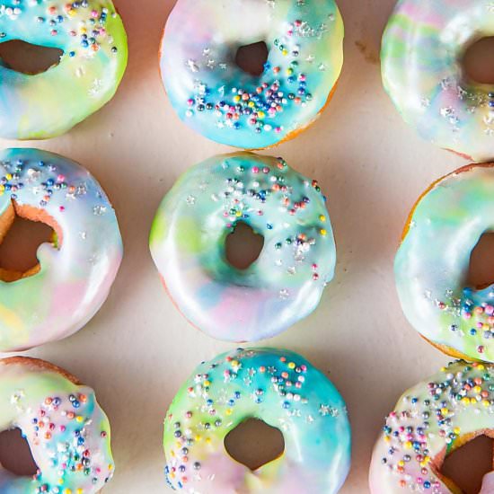 Rainbow Mini Donuts - Recipe photo by The Flavor Bender