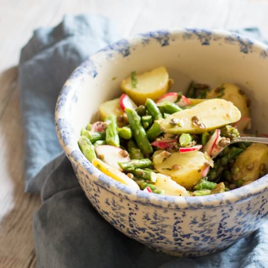 Asparagus-Potato Salad with Lentils - Recipe photo by TheWimpyVegetarian