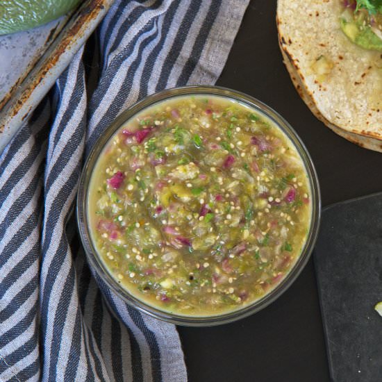 Easy Tomatillo Salsa - Recipe photo by proportionalplate