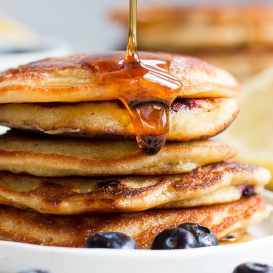 Paleo Lemon Blueberry Pancakes - Recipe photo by paleorunningmomma