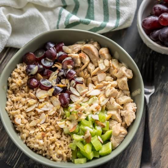 Chicken Salad Brown Rice Bowl - Recipe photo by loveyourbodywell
