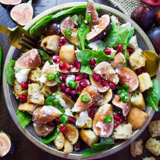 Fig and Bread Feta Salad - Recipe photo by two.purple.figs