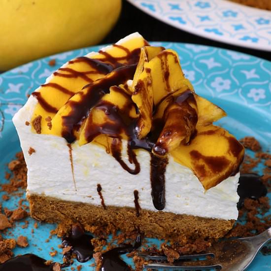 NO BAKE MANGO CHEESECAKE - Recipe photo by foxy folksy