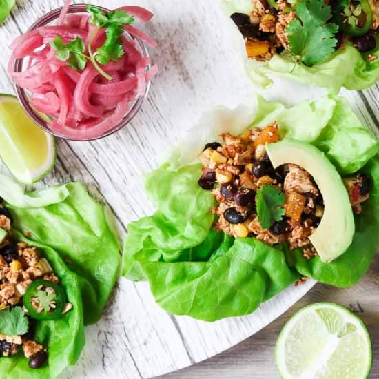 Black Bean and Tofu Lettuce Wraps - Recipe photo by Girl Heart Food