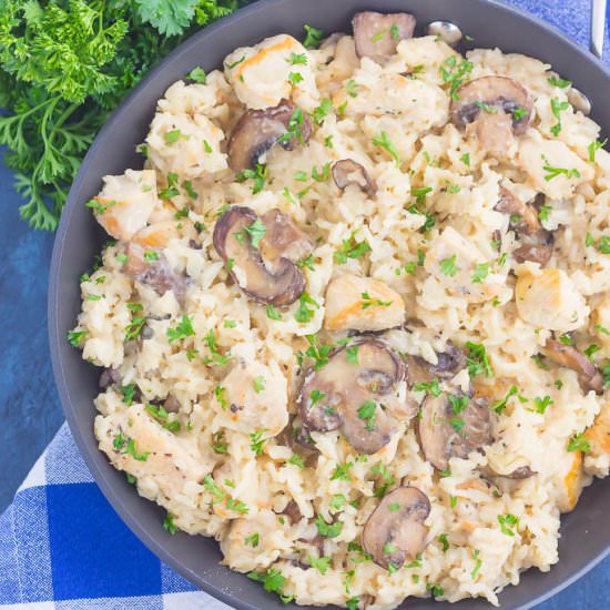 One Pan Chicken and Mushroom Rice - Recipe photo by pumpkinnspice