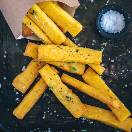 Polenta Parmesan Chips - Recipe photo by heinstirred