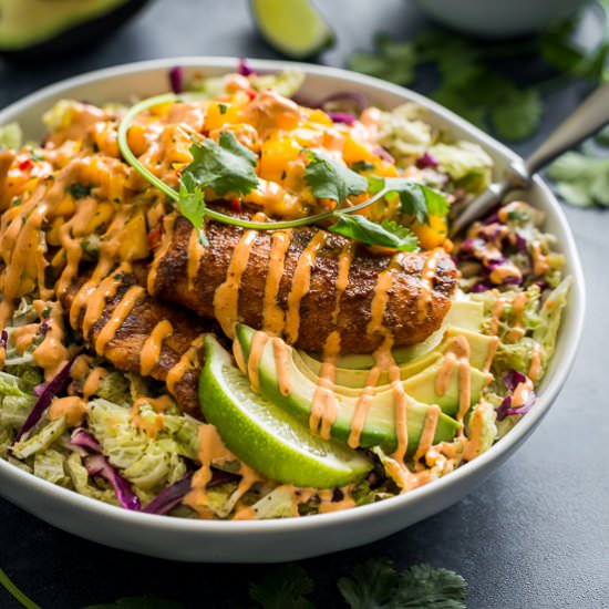 Fish Taco Slaw Bowls - Recipe photo by Get Inspired Everyday