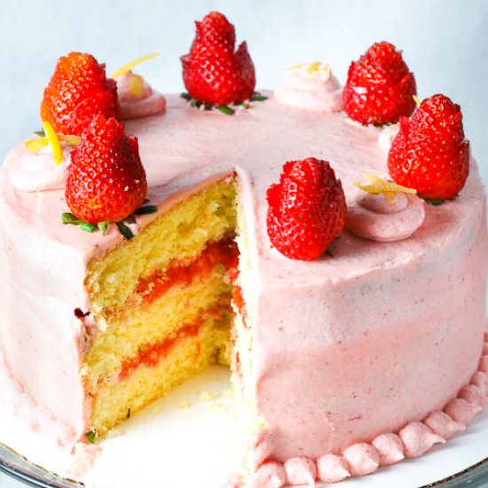 Lemon Strawberry Cake - Recipe photo by SugarSpicesLife