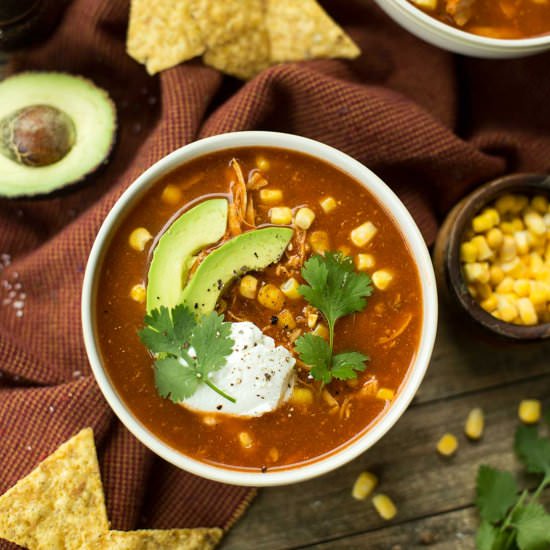 Adobo Chicken Tortilla Soup - Recipe photo by Kiwi and Carrot